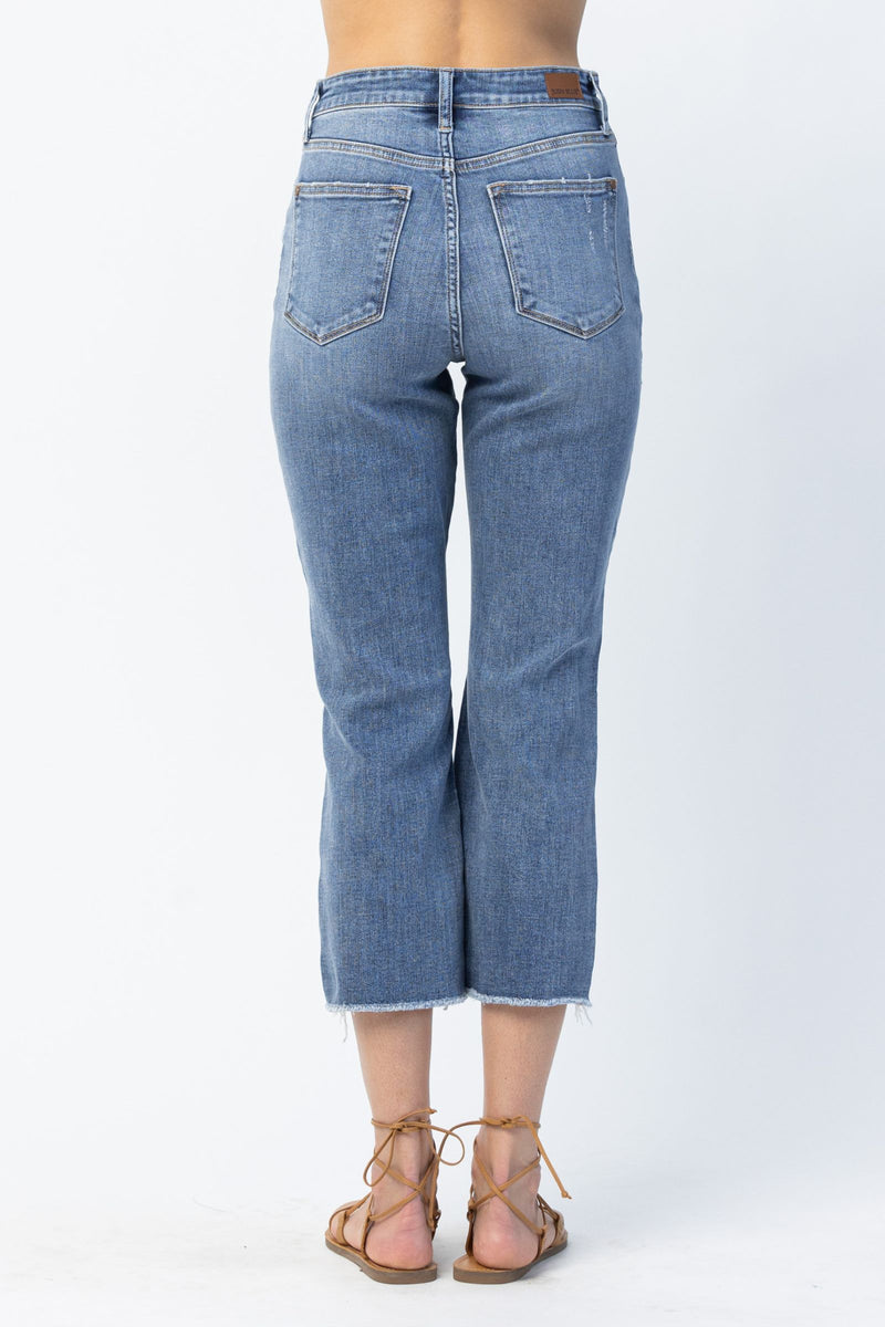 Judy Blue High Waist Release Hem Ankle Straight Denim Jeans 82434