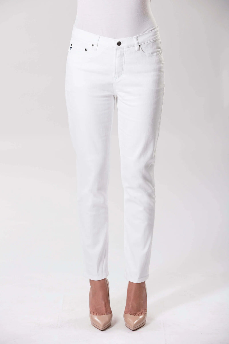 W04B2074 Audrey White Stretch Denim Jeans for Women