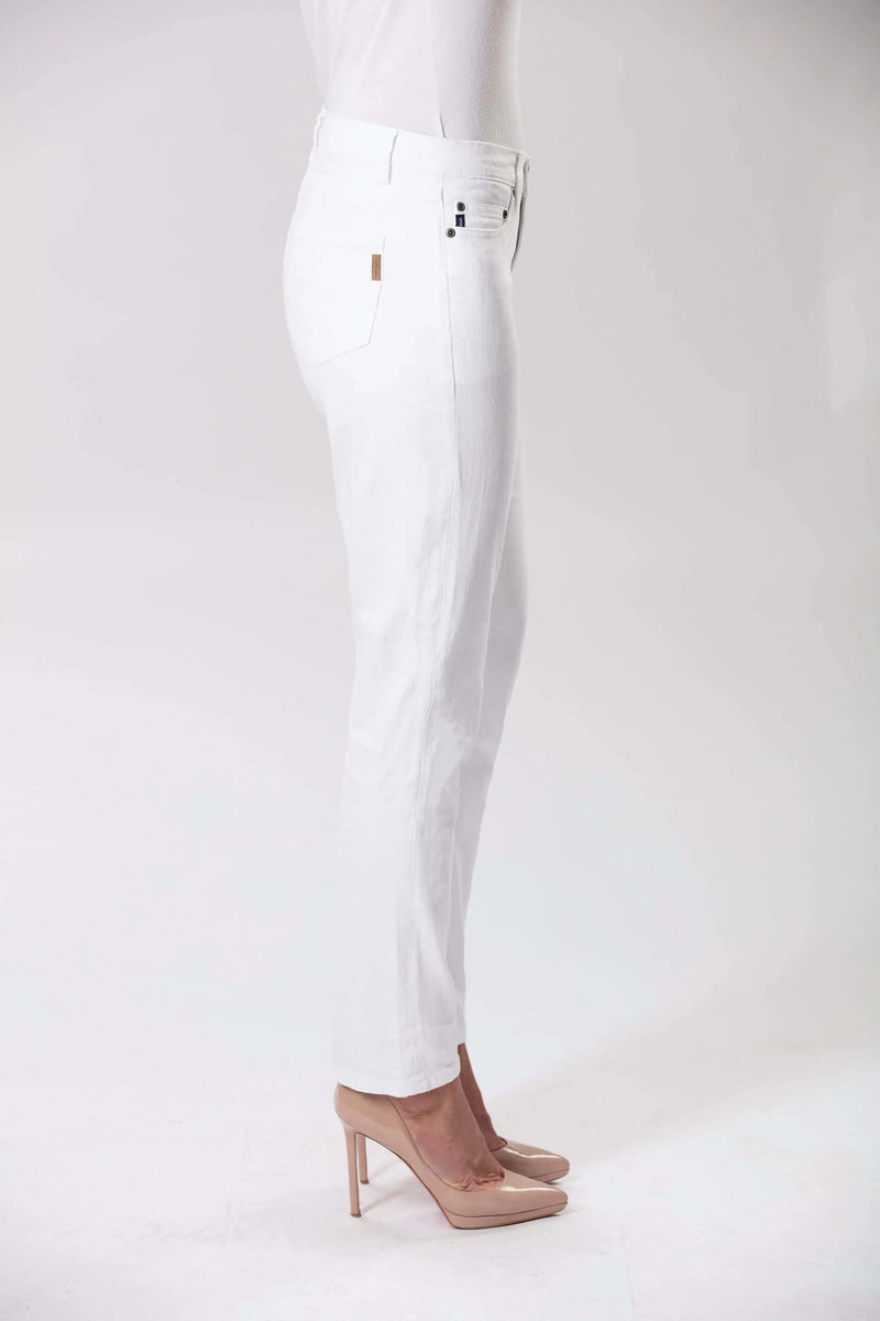 W04B2074 Audrey White Stretch Denim Jeans for Women