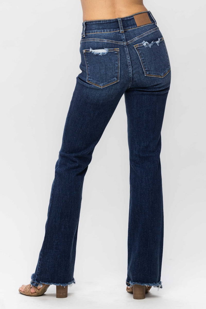 Judy Blue High Waist Frayed Hem Bootcut Denim Jeans 82568