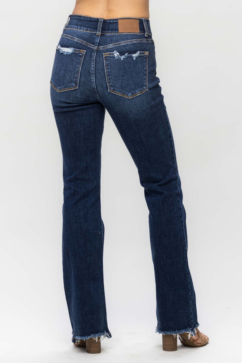 Judy Blue High Waist Frayed Hem Bootcut Denim Jeans 82568