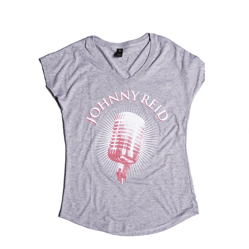 Women's Vintage Microphone V-neck T-shirt
