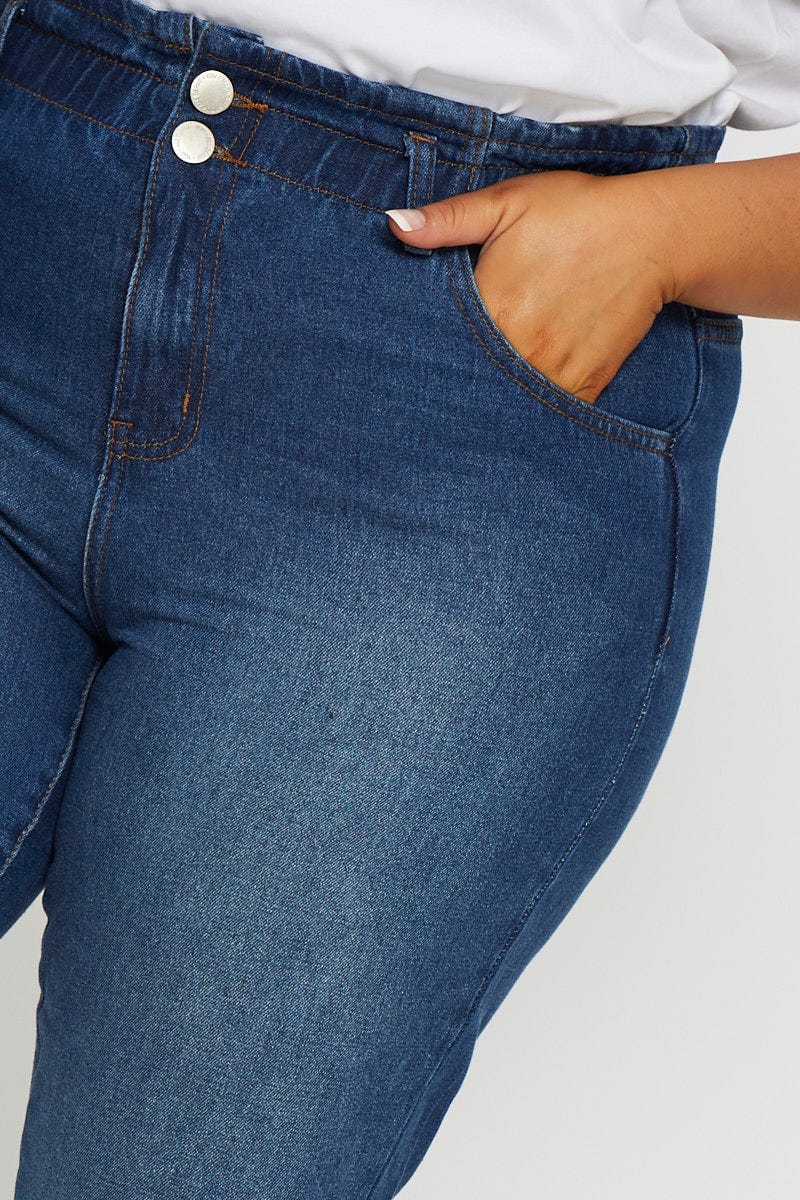 Blue Denim Jean High Rise Paperbag Boyfriend