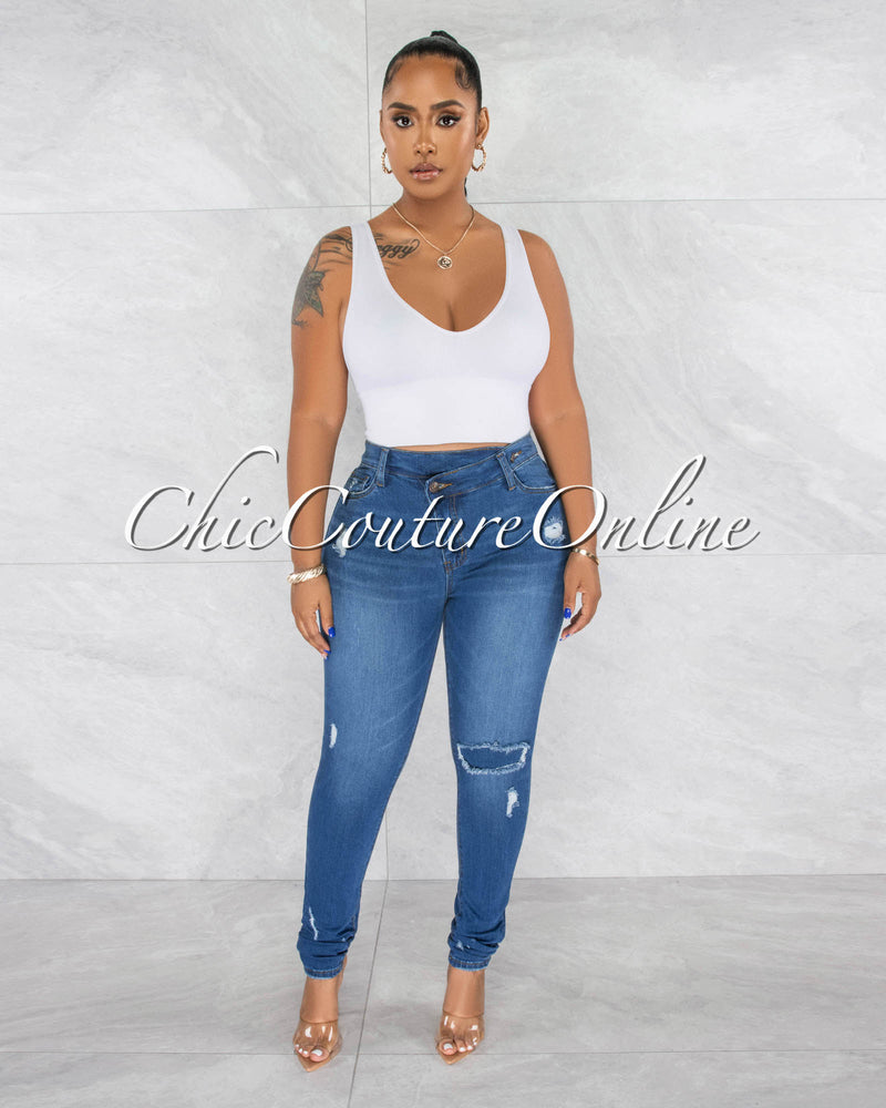 *Jamila Medium Denim Distressed Jeans