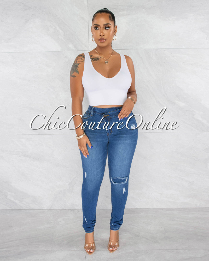 *Jamila Medium Denim Distressed Jeans