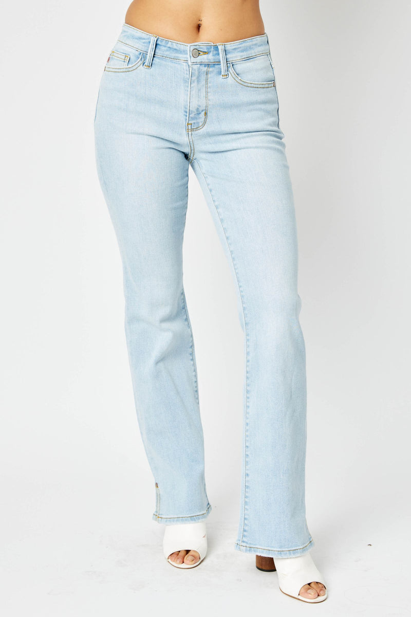 Judy Blue Mid Rise Side Slit Hem Bootcut Denim Jeans 82552