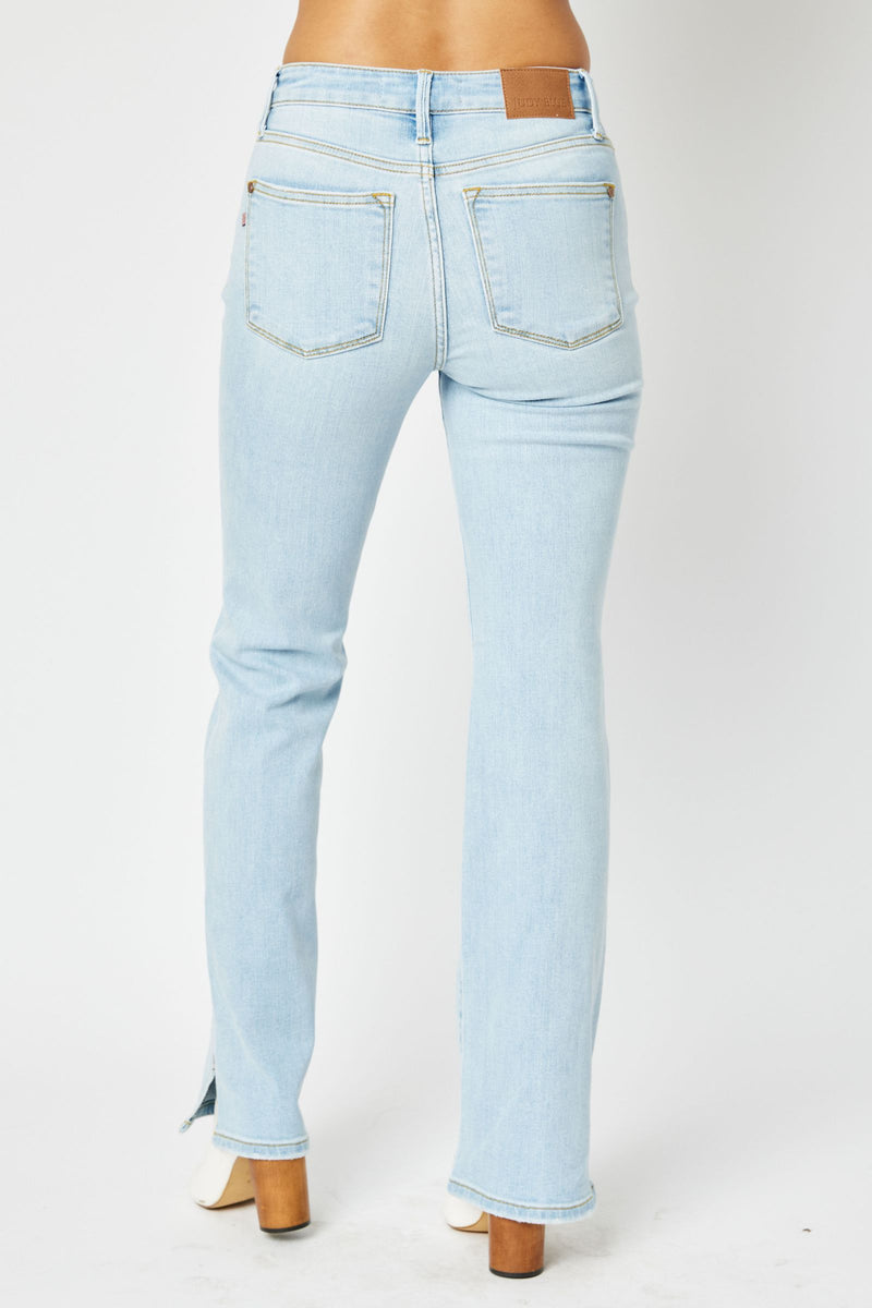 Judy Blue Mid Rise Side Slit Hem Bootcut Denim Jeans 82552