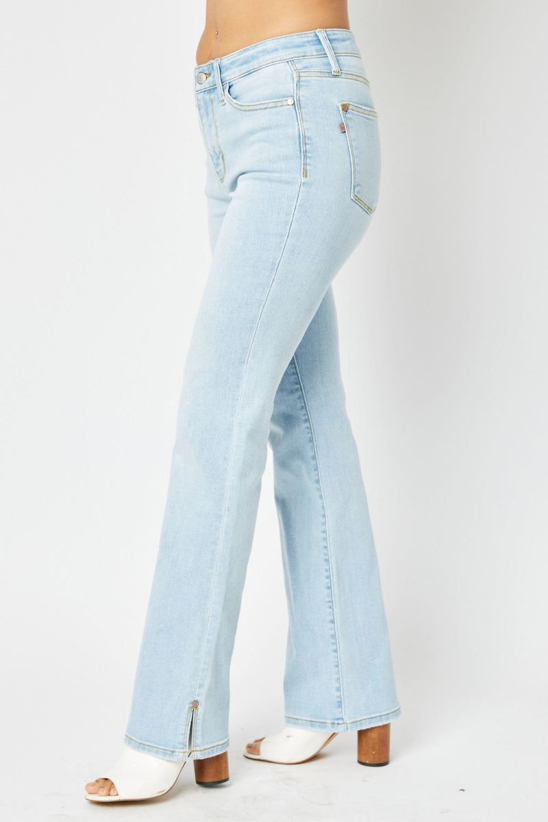 Judy Blue Mid Rise Side Slit Hem Bootcut Denim Jeans 82552
