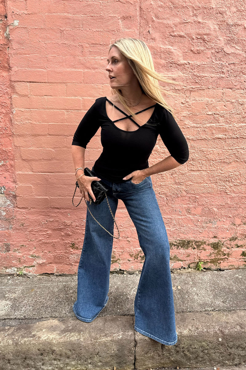 Dallas The High Waisted Super Wide Leg | Come She Will [Blue Denim]