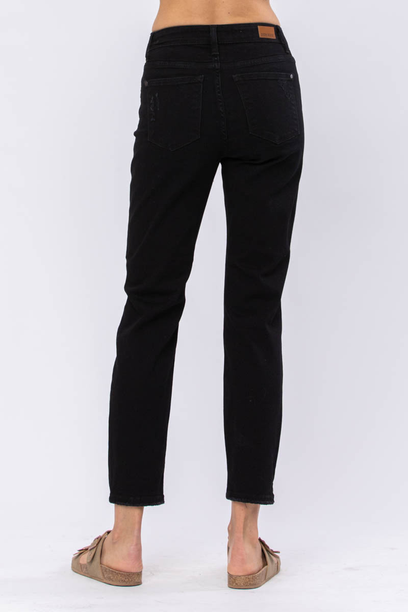 Judy Blue Black High Waist Destroyed Boyfriend Denim Jeans 82161