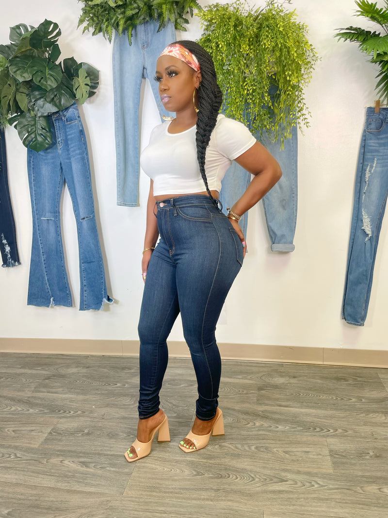 Classy High Waisted Dark Denim