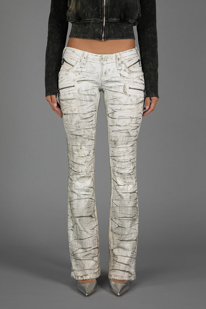 Kamil Super Low-Rise Moto Bootcut Jeans