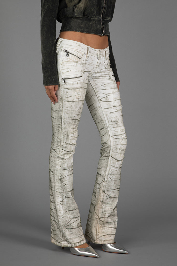 Kamil Super Low-Rise Moto Bootcut Jeans