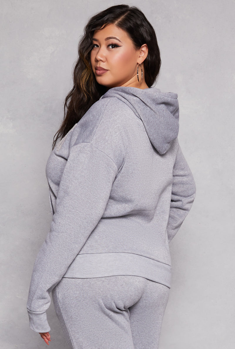 Plus Size New York Chenille Graphic Pullover Hoodie