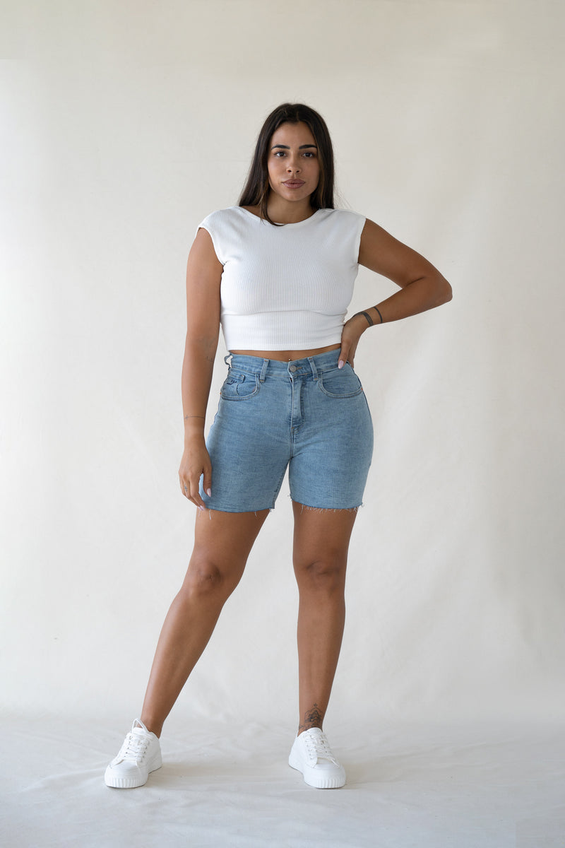 SHORTS HIGH RISE - LIGHT BLUE