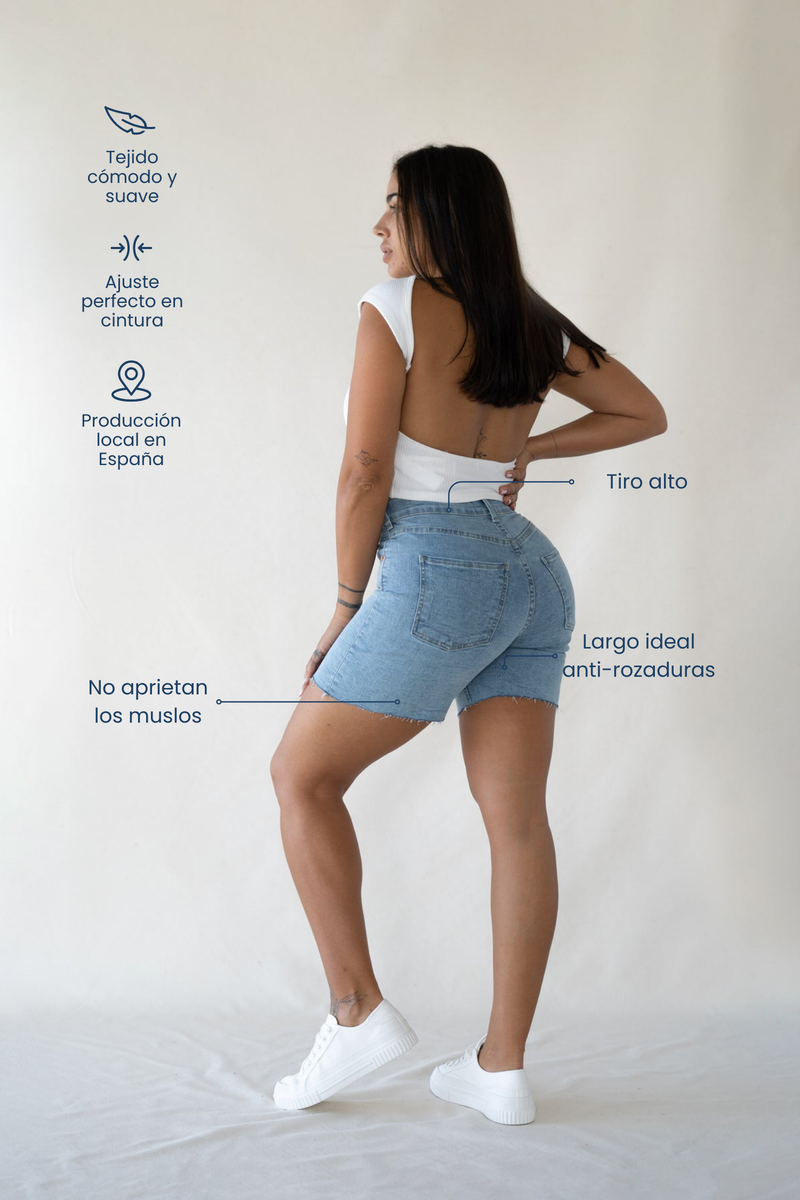 SHORTS HIGH RISE - LIGHT BLUE