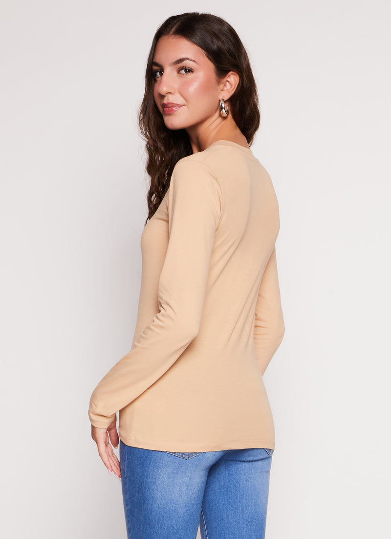 Basic V Neck Long Sleeve T Shirt