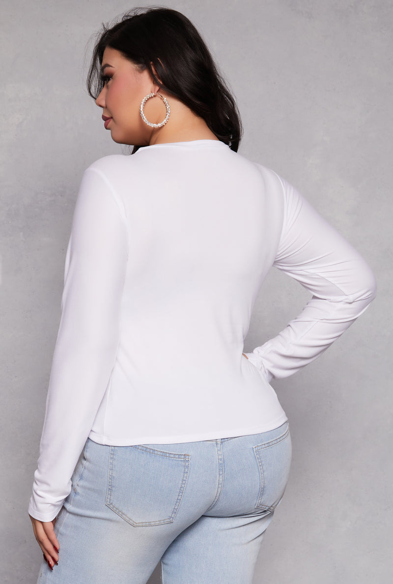 Plus Size Cut Out Zip Front Top