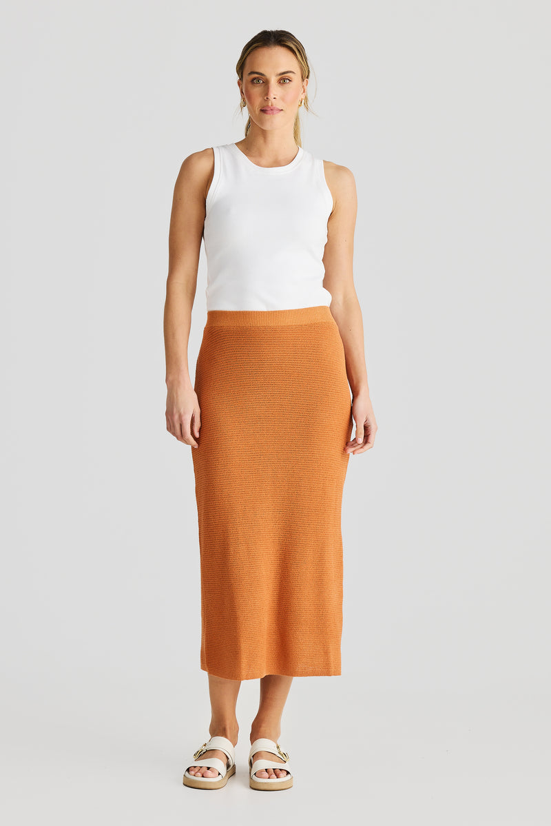 Crochet Midi Skirt - Terracotta