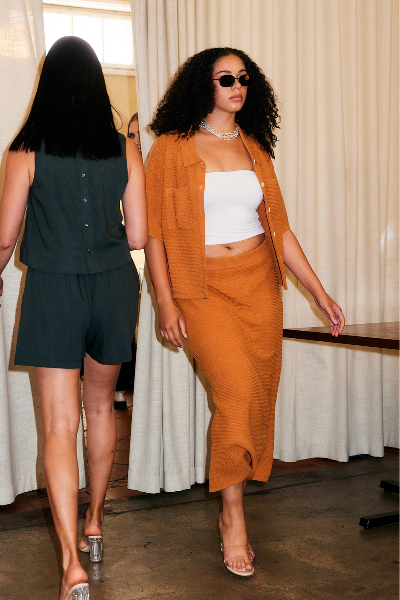 Crochet Midi Skirt - Terracotta