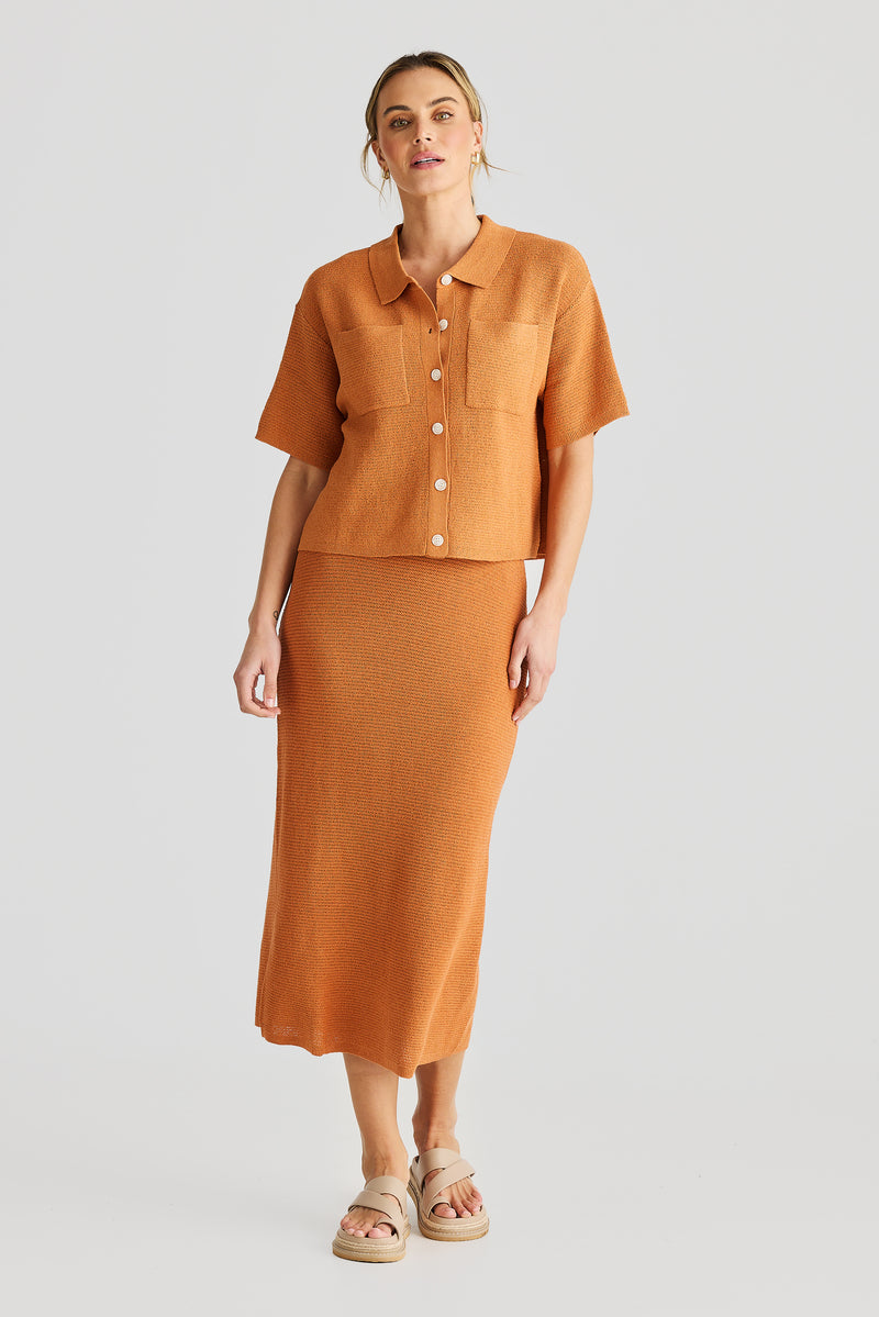 Crochet Midi Skirt - Terracotta
