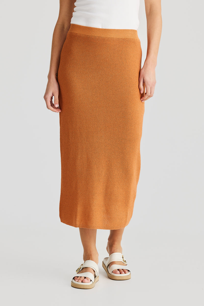 Crochet Midi Skirt - Terracotta
