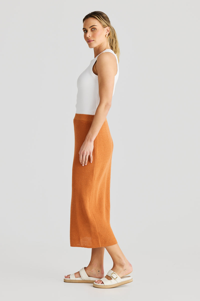 Crochet Midi Skirt - Terracotta