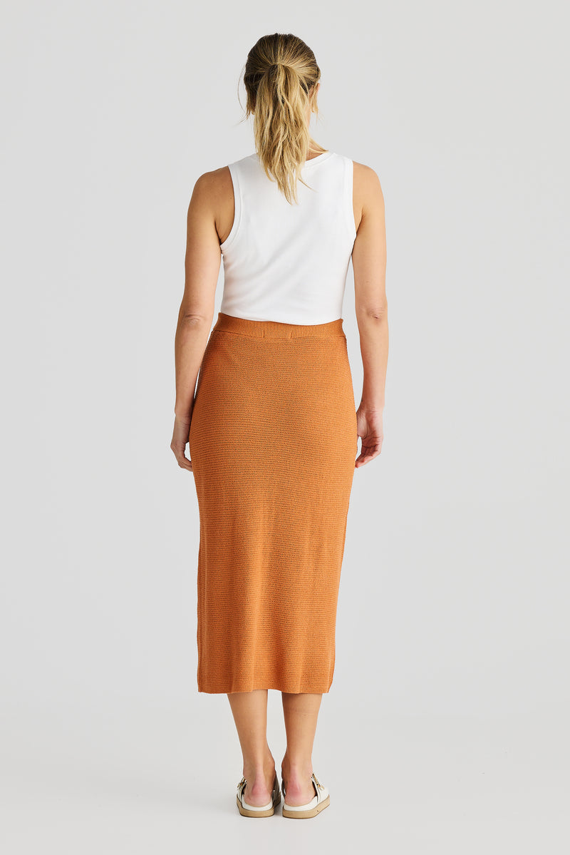Crochet Midi Skirt - Terracotta
