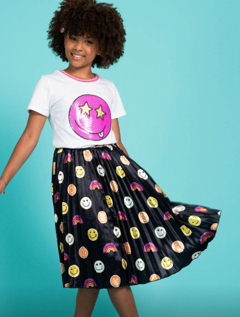 Rainbows and Emoji Satin Skirt
