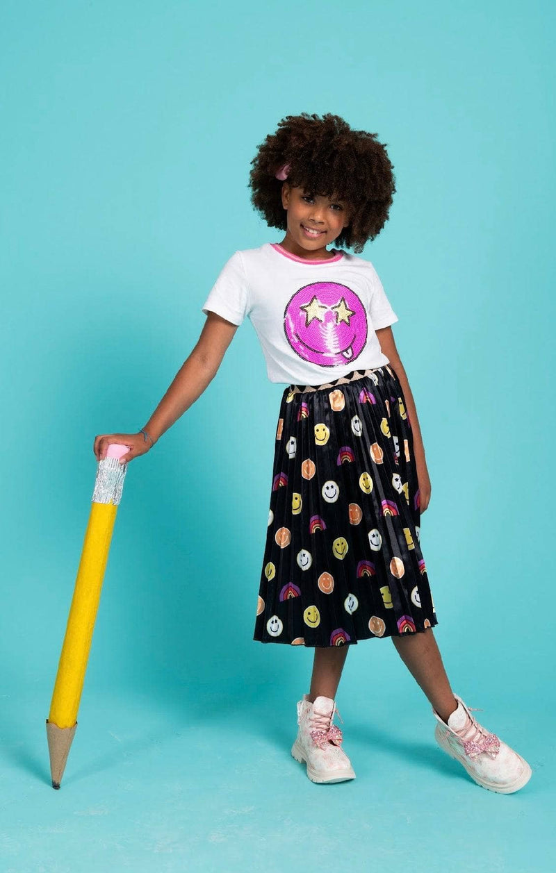 Rainbows and Emoji Satin Skirt
